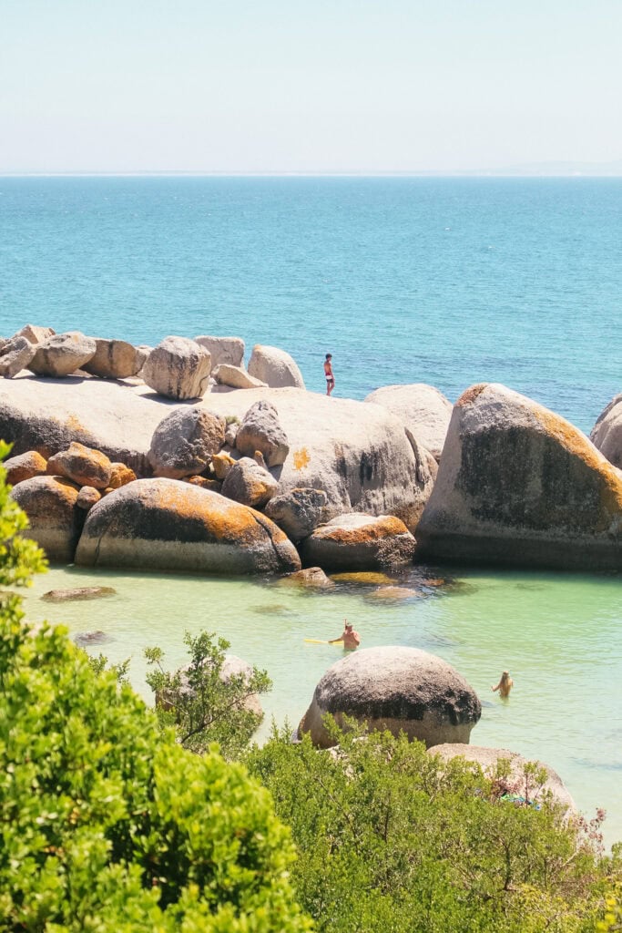 boulders beach on a sunny day in Cape Town in December